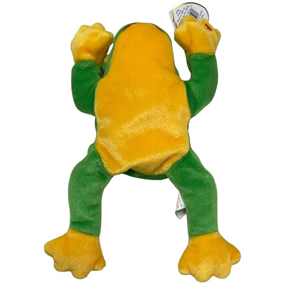 Ty Beanie Babie Green and Yellow 8in 1997 Smoochy Frog - 4039 - Picture 4 of 7